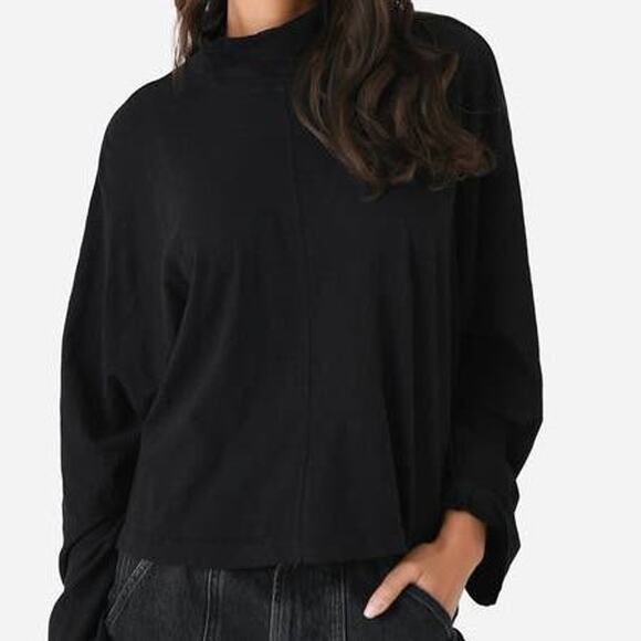 Velvet Stacey Mock Neck Long Sleeve Tee in Black STACEY06 Medium M NEW NWT - Picture 2 of 4